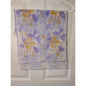 VTG Vera Neumann Copyright White Purple Blue Yellow Chiffon Scarf Long Flowing